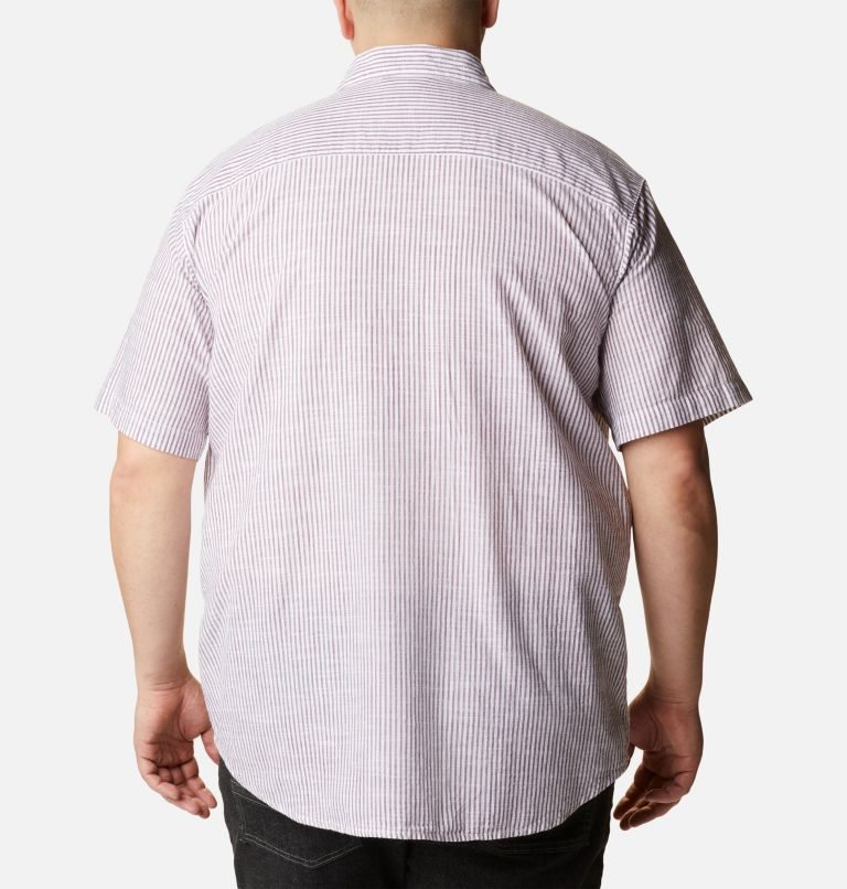Men's Columbia Under Exposure Yarn-Dye Short Sleeve Shirts Stripe | Plus Size CA-W5L41